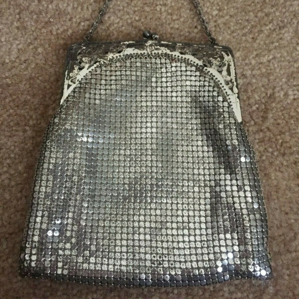 Whiting Davis silver small Evening Bag vintage antique